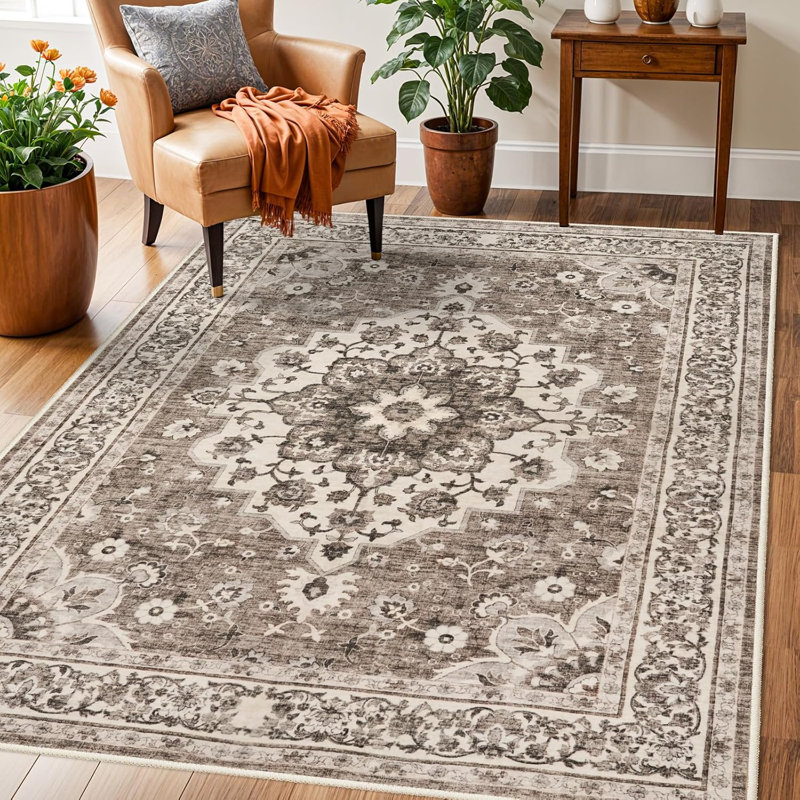 Washable Oriental Hallway Runner Rug - Rugs for Living Room Soft Carpet for Bedroom Kitchen Waterproof Floral Distressed Indoor Stain Resistant Non-Shedding Floor Carpets