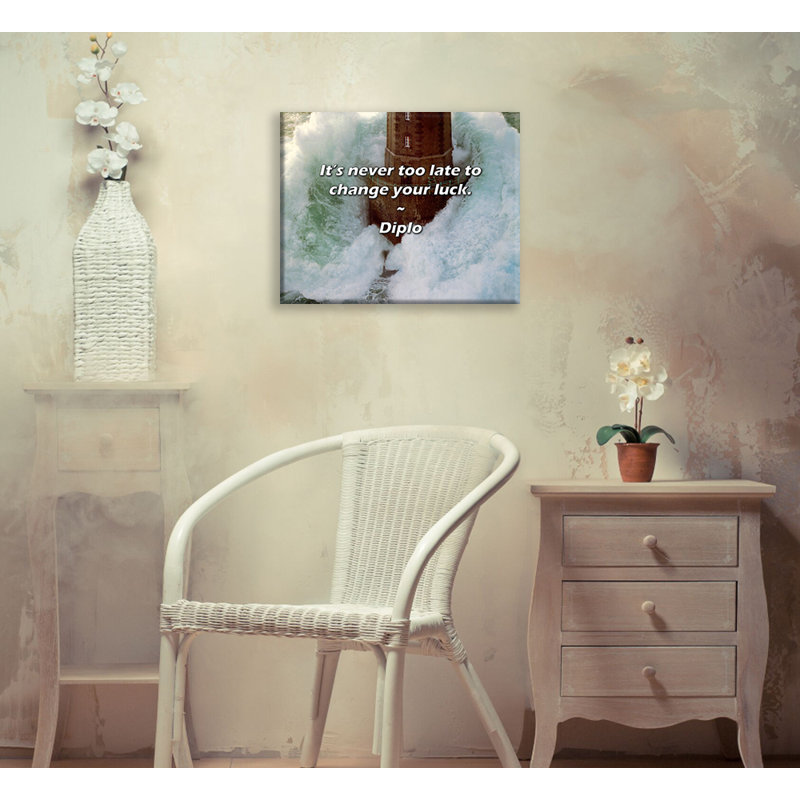 Citation artistique «Il n'est jamais trop tard pour changer votre chance». Toile tendue par By Gallery Gallery