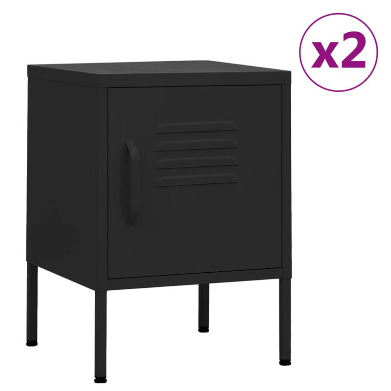 Airon 35cm W Steel Bedside Table, Black