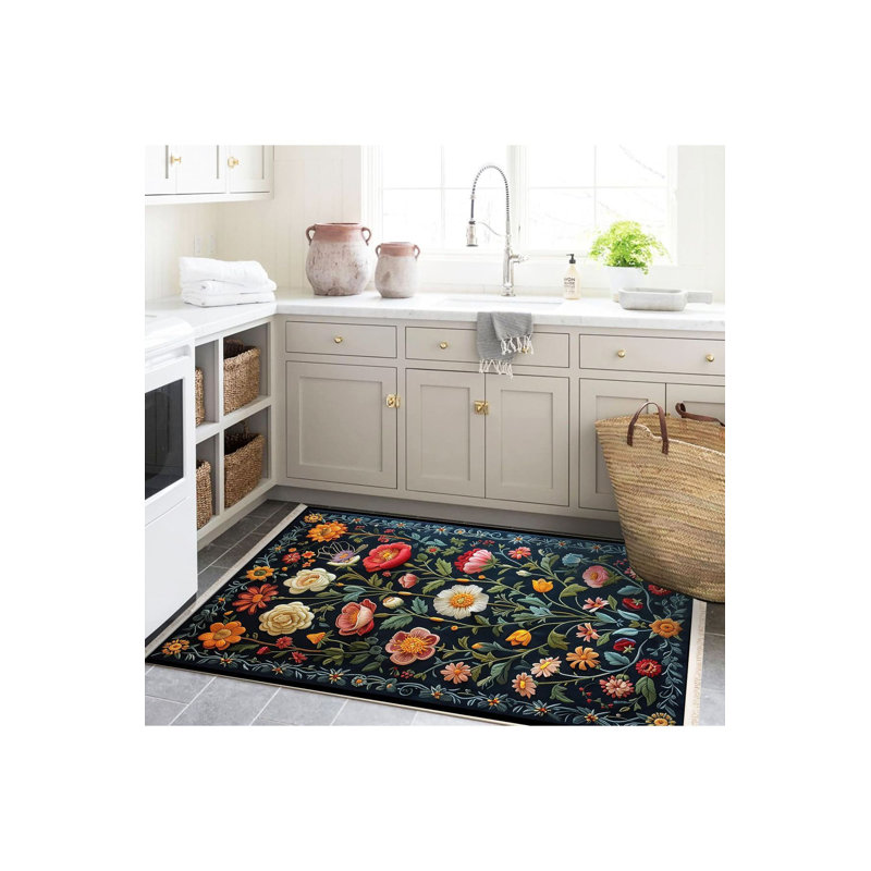 Tapis décoratif lavable à la machine multicolore Paris Collection, Tapis de couloir 4 pi 11 po x 9 pi 10 po inclus