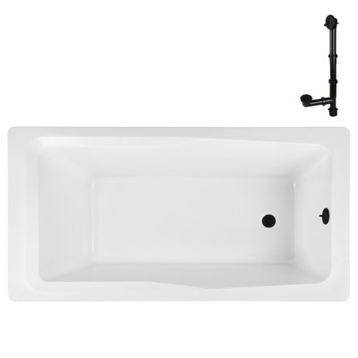 72'' x 36'' Acrylic Soaking Drop-In Bathtub, Drain Included