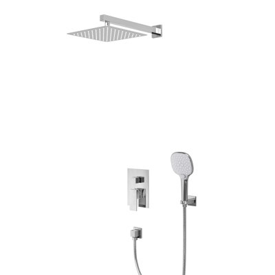 Crozet Pressure Balance Shower System with 10-Inch Rain Shower Head and 3-Spray Hand Shower (Valve Included)