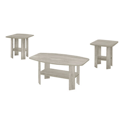Ensemble de table, ensemble de 3 pièces, café, bout, côté, décor, salon, stratifié gris, transitionnel