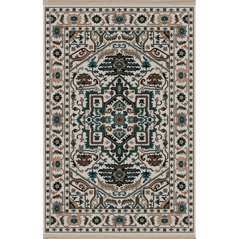Tapis décoratif lavable à la machine beige, Sous-tapis rectangulaire de 3 pi 3 po x 4 pi 11 po
