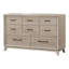 Commode à huit tiroirs en chêne d'hévéa massif 1 pièce avec rangement élégant et contemporain (comprend la commode seulement et non le miroir)