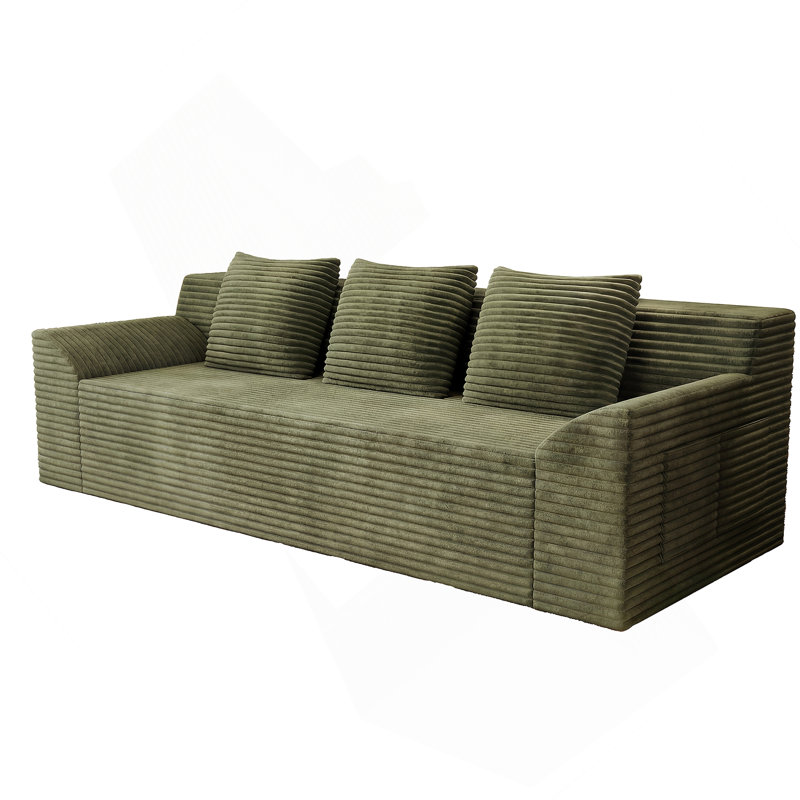 Canapé de 71 pouces en velours côtelé avec siège profond, coussins à double couche de type nuage, et aucun assemblage requis pour une utilisation multi-scène.
