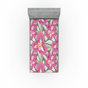 Rose pastel / motif floral vert pâle