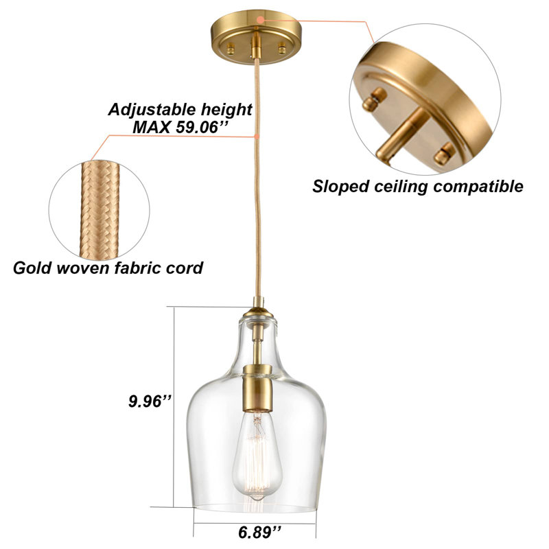 Luminaire suspendu moderne à abat-jour en verre moderne avec abat-jour cloche