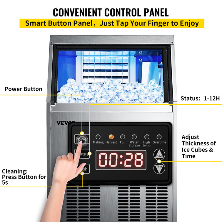 VEVOR 100 Lb. Daily Production Cube Ice Freestanding Ice Maker