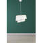 Lustre réglable élégant avec capuchon en tissu, finition blanche et dorée, 11,4 po x 8,3 po (capuchon), 16,3 po à 21,5 po (hauteur totale) | Type de douille: E27 maximum 40 W | Parfait pour le salon et la salle à manger, design moderne-1941479349-1941479342
