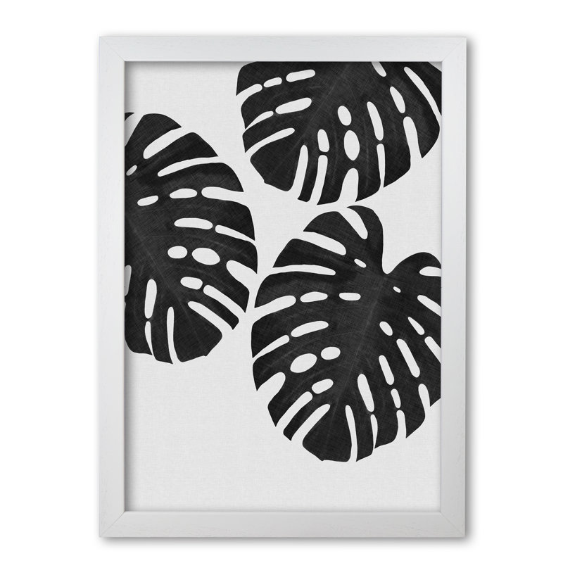 Monstera III - Print, White Grain Frame, 85 cm H x 60 cm W x 5 cm D