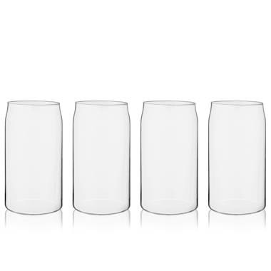 True Beer Can Pint Glass, Clear Glass Beer Cup, Set of 4, Holds 16 Ounces,  Dishwasher Safe, Beer Can Shape, Tapered Lip, Craft Beer Glass