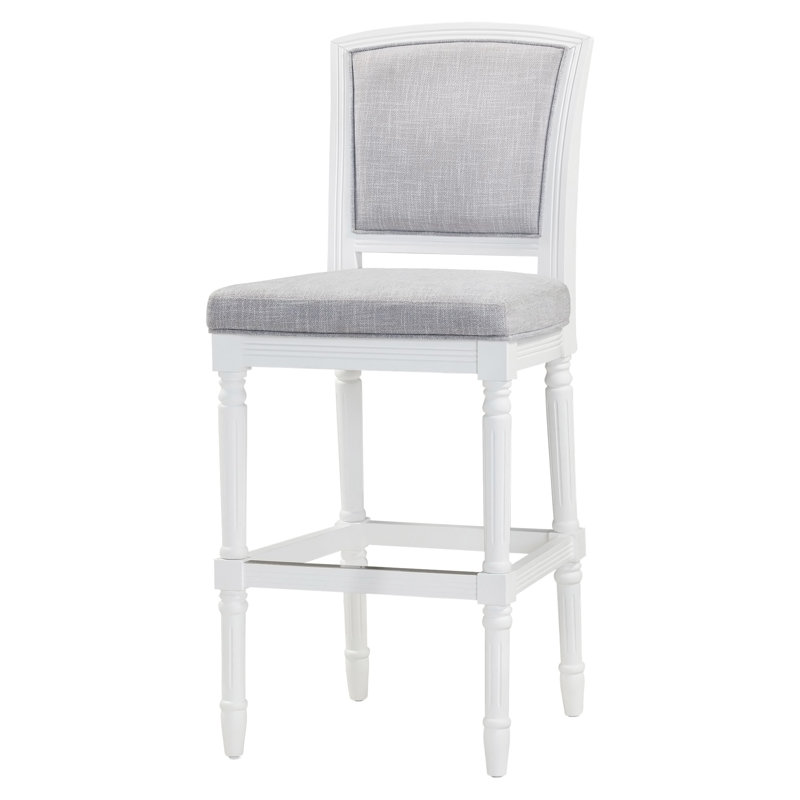 Tabouret de bar Charleston 26 po, gris vieilli, hauteur du comptoir, avec siège et dossier rembourrés gris., Gray/White, 26