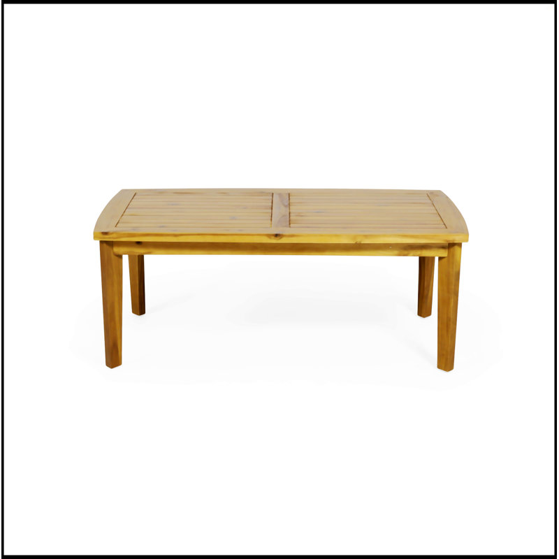 Teak Finish Rectangular Acacia Wood Outdoor Coffee Table