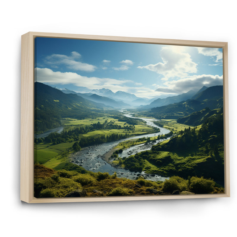 «USA River Columbia Gorge Landscape II», reproduction sur toile, H 16 po x l 32 po x P 1 po, Cadre naturel flottant
