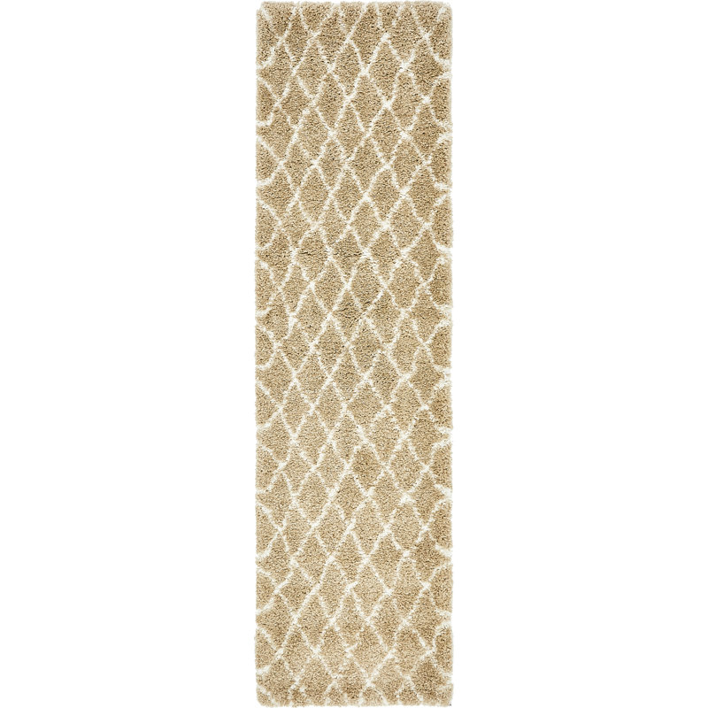 Geometric Shag Area Rug, Runner 79 x 305cm