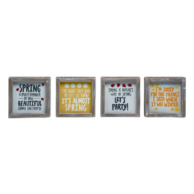  Wood Spring Block Decor Set of 4 Spring Home Decorations