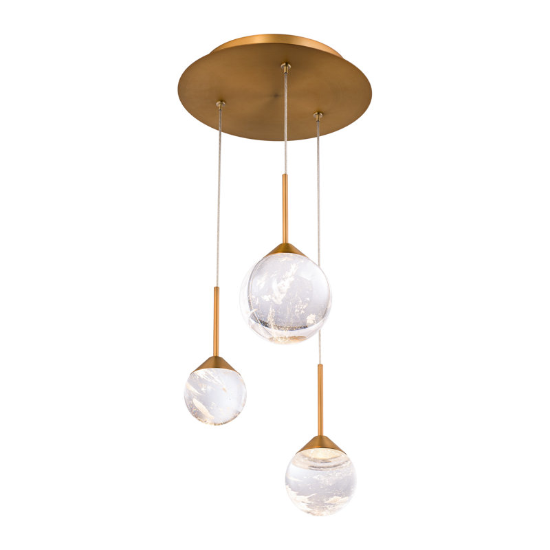 Quest 3 - Light LED Pendant, Aged Brass