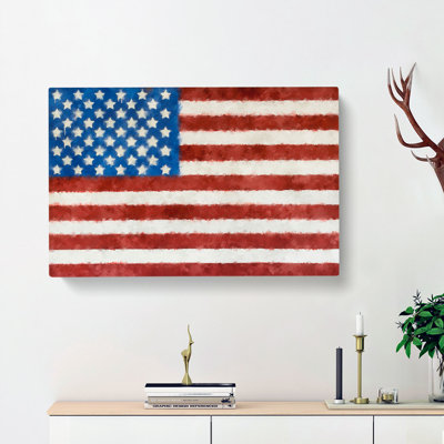 Painted American Flag - Wrapped Canvas Painting
