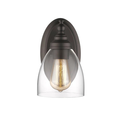Applique murale Elissa Transitional 1 lumière, bronze huilé, verre transparent, 24,8 cm (9,75 po) de hauteur
