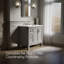 Ensemble de meuble-lavabo mural simple 47 po avec plateau en bois massif Quo-91943357