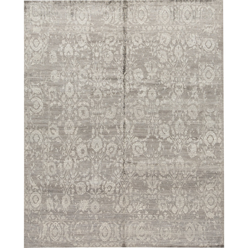 Damask Area Rug in Dark Gray