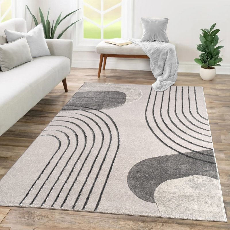 Tapis moderne pour le salon avec motif géométrique boho, Rectangle 5 pi 3 po x 7 pi 7 po