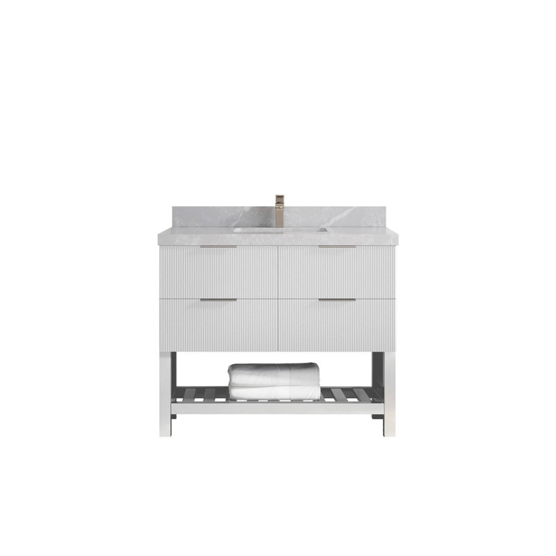 Meuble-lavabo simple 42 po avec plateau en quartz Catalina