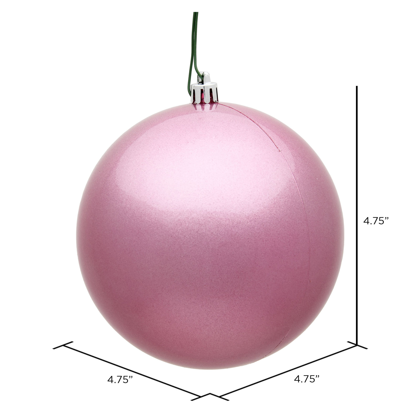 Christmas Ball Ornament, 4.75" H x 4.75" W x 4.75" D, Candy Pink