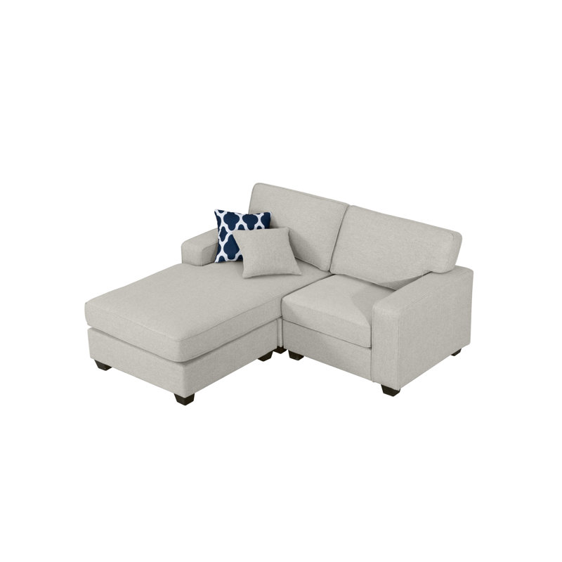 Doveridge Upholstered L-Shaped Sectional Reversible, Cream Polyester Blend