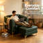 Canapé Chesterfield modulaire une place en similicuir avec pouf, vert-138687847