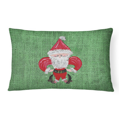 Christmas Santa Fleur De Lis Indoor/Outdoor Throw Pillow