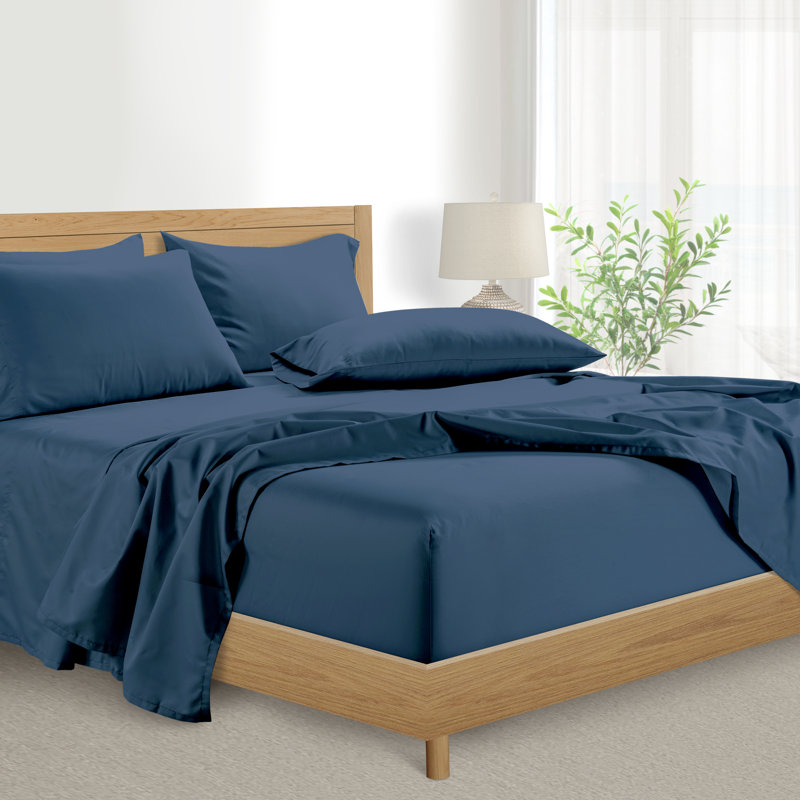 Ensemble de draps 6 pièces Kathy Ireland, Ensemble de draps pour grand lit, Marine Deep