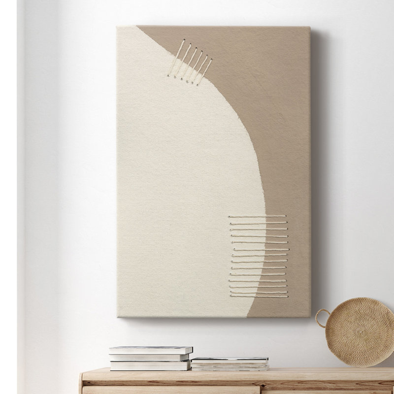 Neutral Stitches IV - peinture sur toile tendue, H 18 po x l 12 po x P 1 po