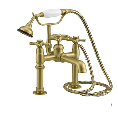 P1002 Deco Tub Faucet with Cross handles and Handheld Shower