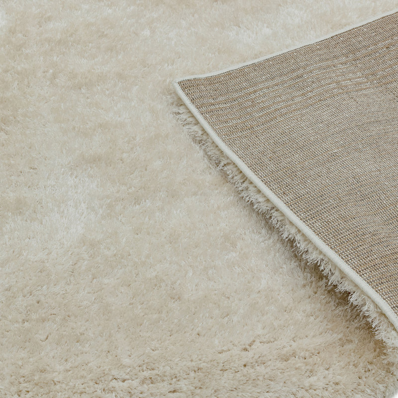 Natonia Shiny Shaggy Beige Area Rug, Rectangle 120 x 170cm