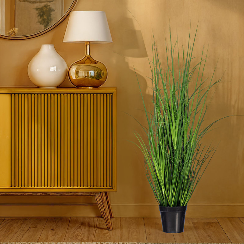 36" Artificial Potted Green Lemongrass, 36" H x 8" W x 8" D