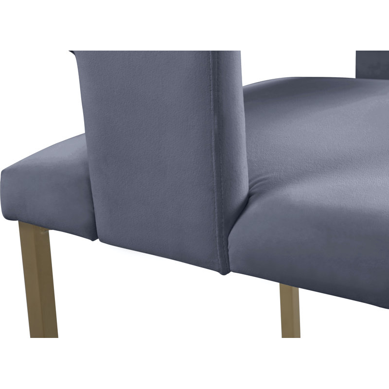 Fauteuil en velours Caleb, Velours gris, Or brossé