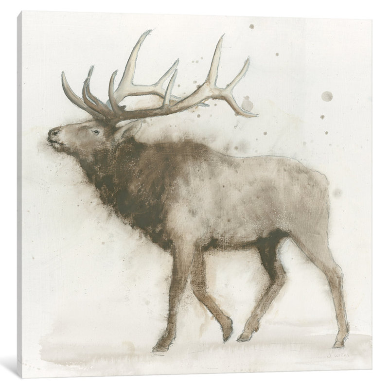 Elk V.2, reproduction d'art sur toile tendue, H 18 po x l 18 po x p 1,5 po, Toile avec cadre noir, Pas de tapis