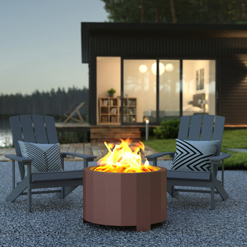 Portable Commercial Grade Outdoor Smokeless Wood Burning Fire Pit, Bronze, 17.75" H x 27" W x 27" D