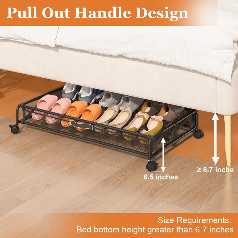 Rolling Under Bed Shoe Organizer
