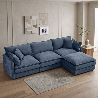 Canapé modulaire d'angle modulaire à trois places avec repose-pieds mobile