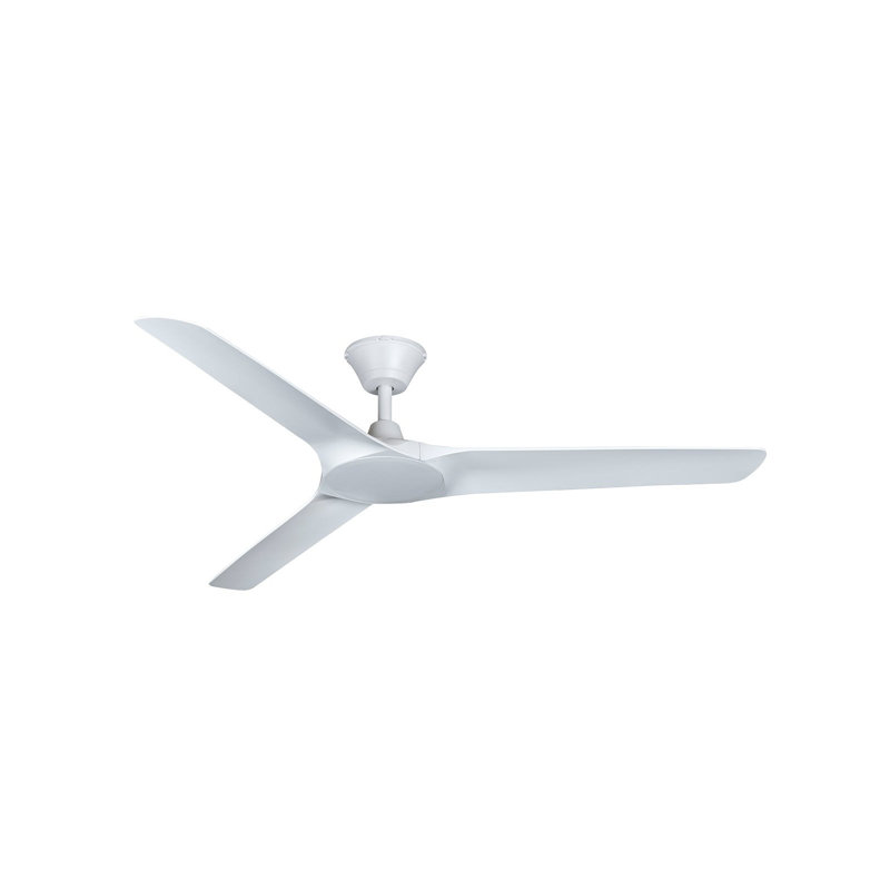 Abyss 56in 3-Blades Indoor/Outdoor Ceiling Fan with Remote Control, White, White