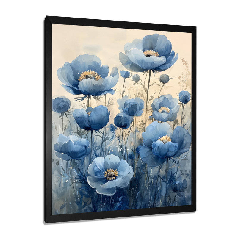 Inniss - impressions murales florales, H 32 po x l 16 po, Reproduction encadrée d'une seule photo, Noir, noir, noir, noir