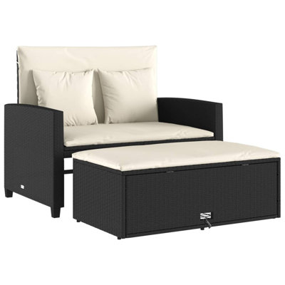 Ebern Designs Patio Sofa With Cushions 2-Seater Poly Rattan