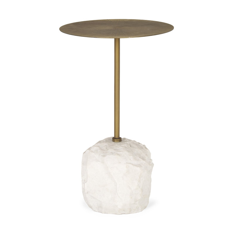 Table-plateau 15 po en fer et bois doré et blanc