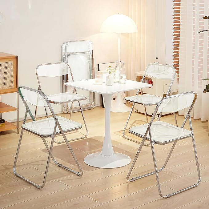 Stackable Folding Chair Folding Chair Set, White