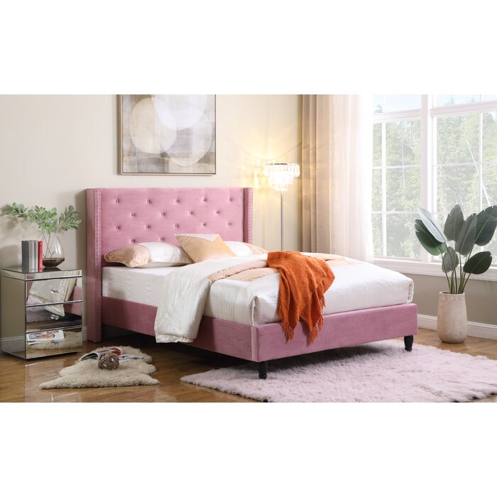 Rosdorf Park Knobel Upholstered Wingback Bed & Reviews | Wayfair