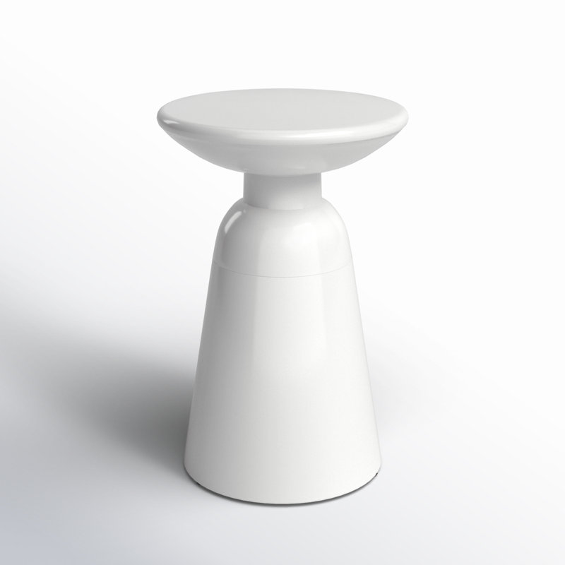 Atira 15'' White Metal Round Outdoor Side Table