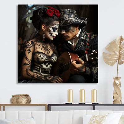 Roses Day of the dead Mexican portrait II - Woman Mexican Framed Art